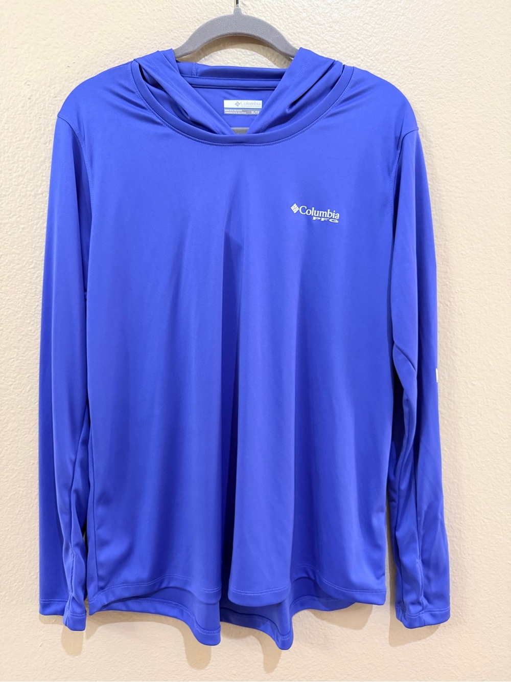 Columbia PFG Terminal Tackle Blue Fishing Sun Hoodie Men's XL